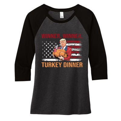 Humor Funny Trump Winner Winner Turkey Dinner Thanksgiving Women's Tri-Blend 3/4-Sleeve Raglan Shirt