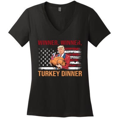 Humor Funny Trump Winner Winner Turkey Dinner Thanksgiving Women's V-Neck T-Shirt