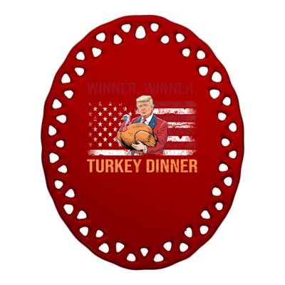 Humor Funny Trump Winner Winner Turkey Dinner Thanksgiving Ceramic Oval Ornament