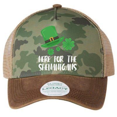 Here For The Shenanigans St Patricks Day Funny Gift Legacy Tie Dye Trucker Hat