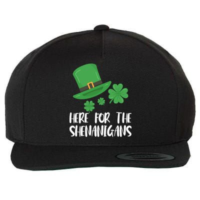 Here For The Shenanigans St Patricks Day Funny Gift Wool Snapback Cap