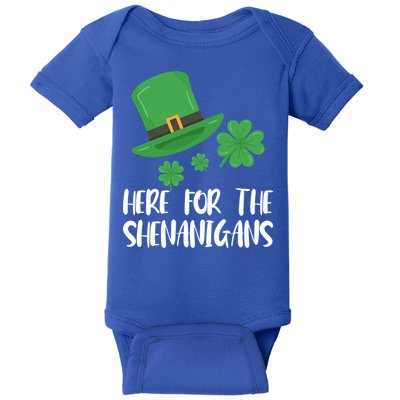 Here For The Shenanigans St Patricks Day Funny Gift Baby Bodysuit