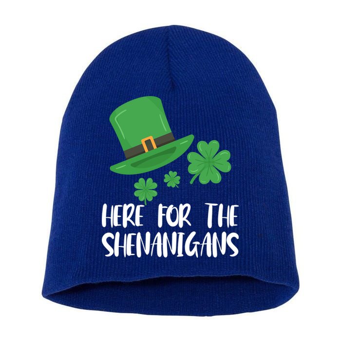 Here For The Shenanigans St Patricks Day Funny Gift Short Acrylic Beanie
