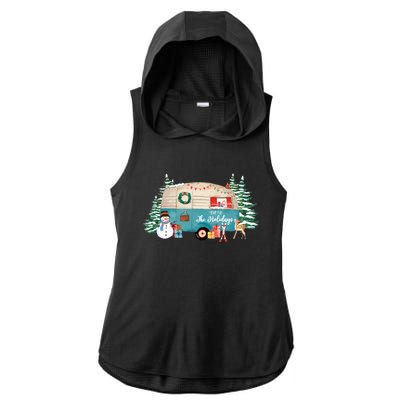 Home For The Christmas Holidays RV Trailer Ladies PosiCharge Tri-Blend Wicking Draft Hoodie Tank