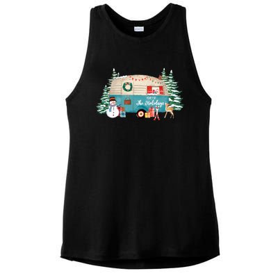 Home For The Christmas Holidays RV Trailer Ladies PosiCharge Tri-Blend Wicking Tank