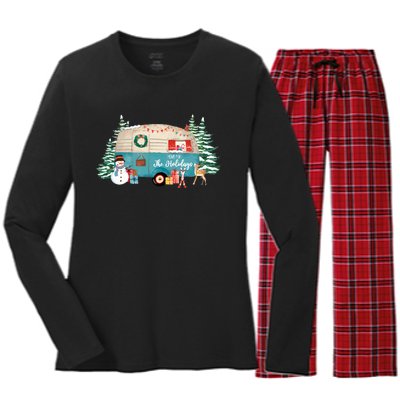 Home For The Christmas Holidays RV Trailer Women's Long Sleeve Flannel Pajama Set 