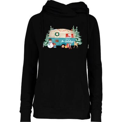 Home For The Christmas Holidays RV Trailer Womens Funnel Neck Pullover Hood