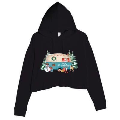 Home For The Christmas Holidays RV Trailer Crop Fleece Hoodie