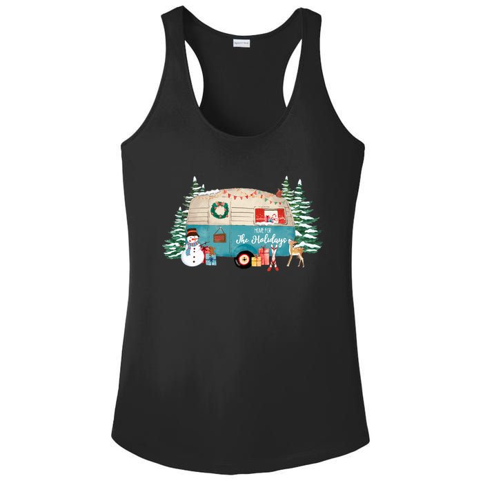 Home For The Christmas Holidays RV Trailer Ladies PosiCharge Competitor Racerback Tank