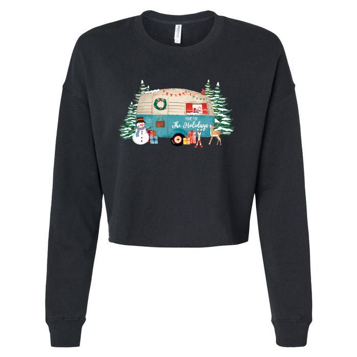 Home For The Christmas Holidays RV Trailer Cropped Pullover Crew