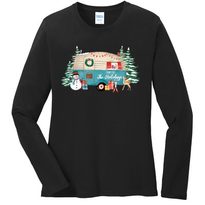 Home For The Christmas Holidays RV Trailer Ladies Long Sleeve Shirt