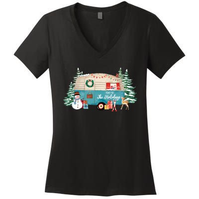 Home For The Christmas Holidays RV Trailer Women's V-Neck T-Shirt