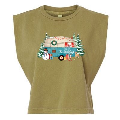 Home For The Christmas Holidays RV Trailer Garment-Dyed Women's Muscle Tee