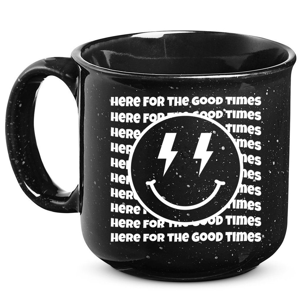 Here For The Good Times Retro Smile 15oz Campfire Ceramic Mug