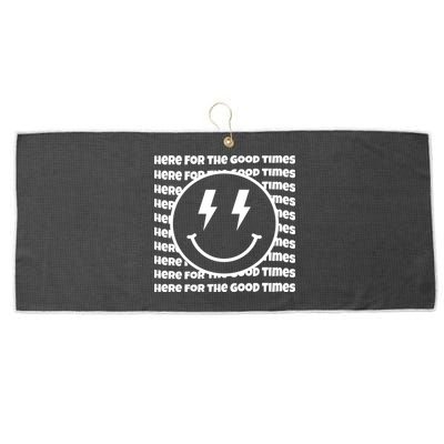 Here For The Good Times Retro Smile Large Microfiber Waffle Golf Towel