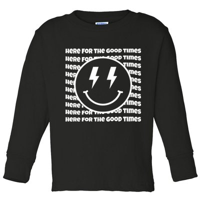 Here For The Good Times Retro Smile Toddler Long Sleeve Shirt