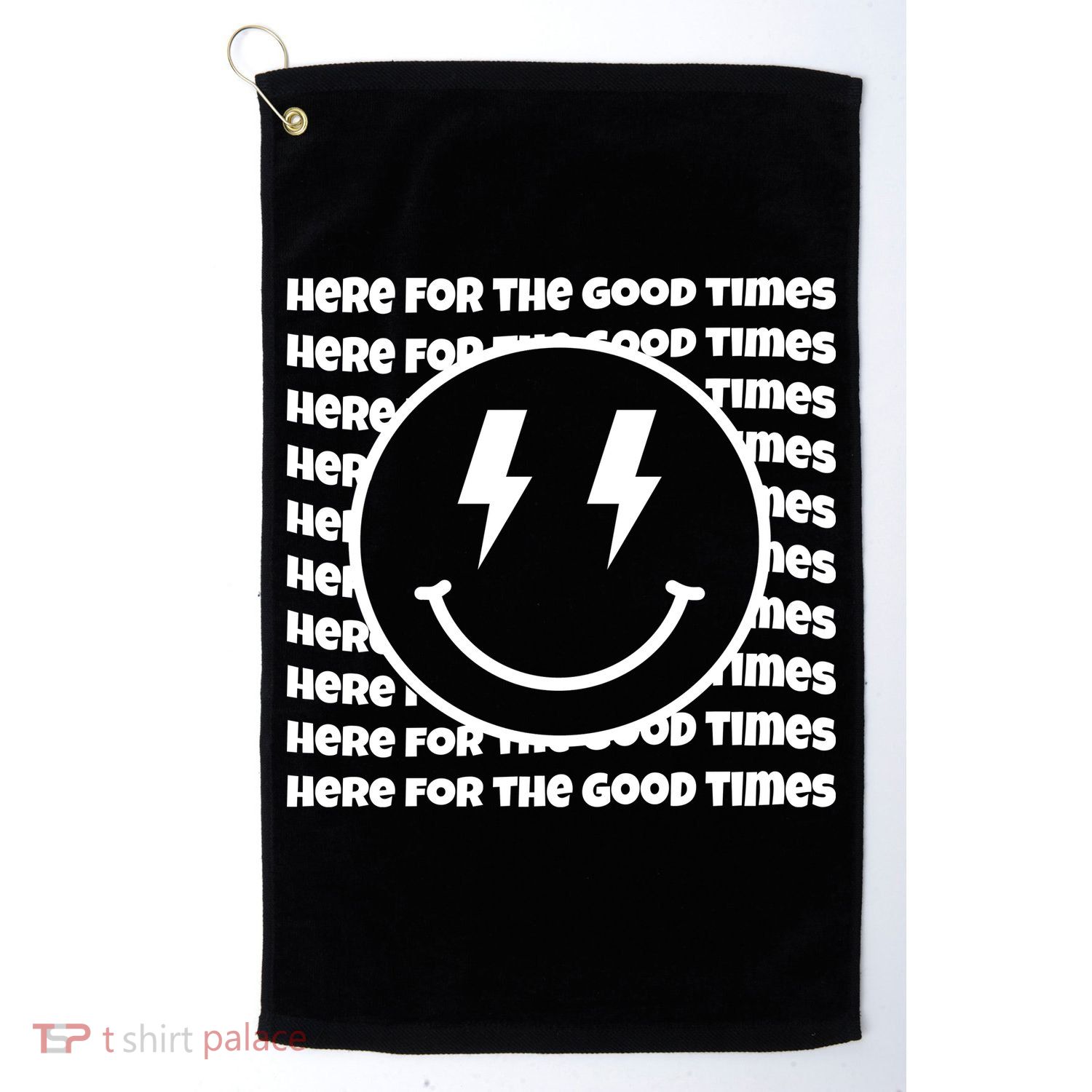 Here For The Good Times Retro Smile Golf Towel