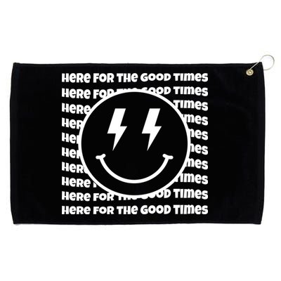 Here For The Good Times Retro Smile Grommeted Golf Towel