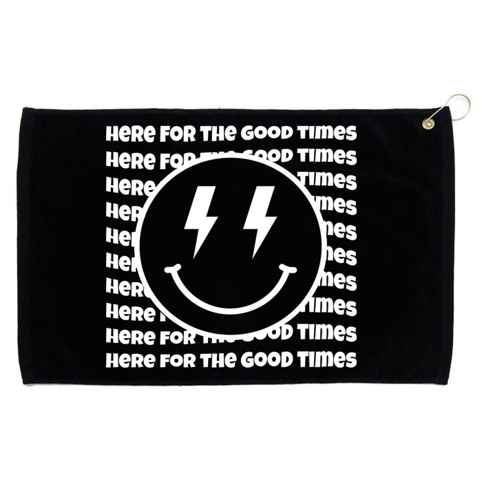 Here For The Good Times Retro Smile Grommeted Golf Towel