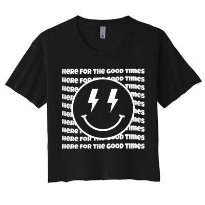 Here For The Good Times Retro Smile Crop Top