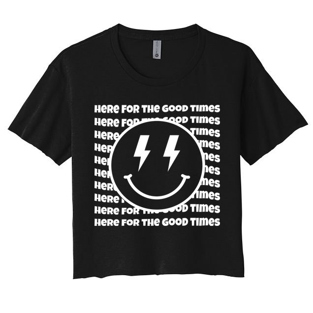 Here For The Good Times Retro Smile Crop Top