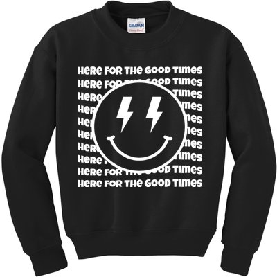 Here For The Good Times Retro Smile Kids Sweatshirt