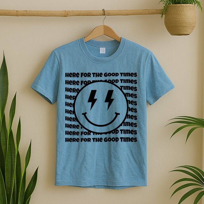 Here For The Good Times Retro Smile T-Shirt