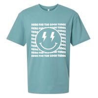 Here For The Good Times Retro Smile Sueded Cloud Jersey T-Shirt