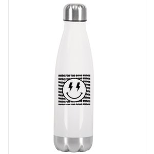 Here For The Good Times Retro Smile Stainless Steel Insulated Water Bottle