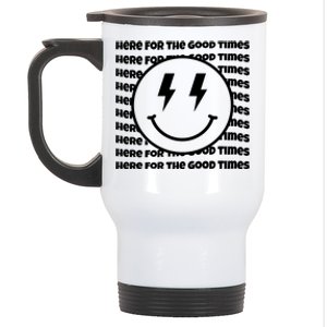 Here For The Good Times Retro Smile Stainless Steel Travel Mug