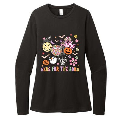 Here For The Boos Groovy Ghost Retro Disco Halloween Costume Meaningful Gift Womens CVC Long Sleeve Shirt