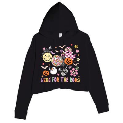 Here For The Boos Groovy Ghost Retro Disco Halloween Costume Meaningful Gift Crop Fleece Hoodie