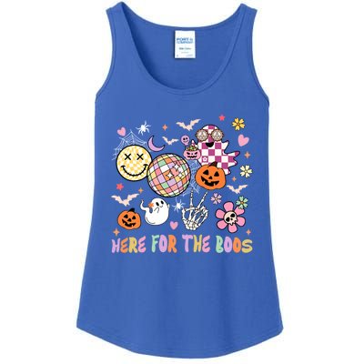 Here For The Boos Groovy Ghost Retro Disco Halloween Costume Meaningful Gift Ladies Essential Tank