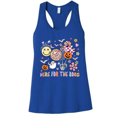 Here For The Boos Groovy Ghost Retro Disco Halloween Costume Meaningful Gift Women's Racerback Tank