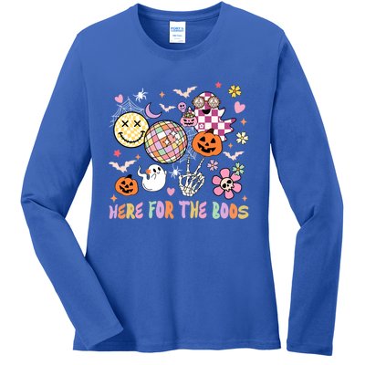 Here For The Boos Groovy Ghost Retro Disco Halloween Costume Meaningful Gift Ladies Long Sleeve Shirt