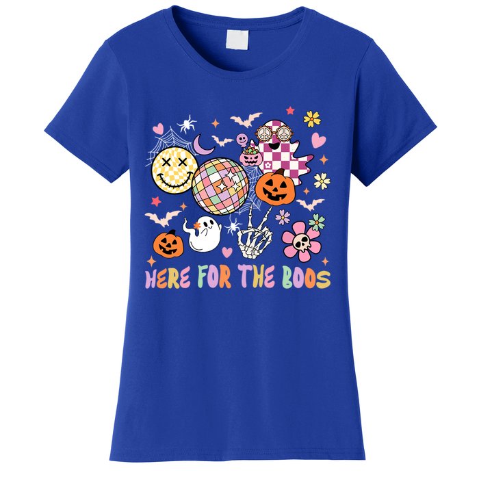 Here For The Boos Groovy Ghost Retro Disco Halloween Costume Meaningful Gift Women's T-Shirt