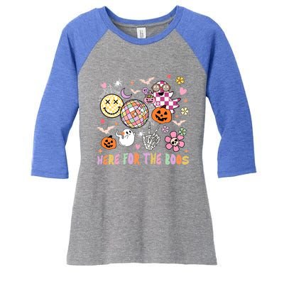 Here For The Boos Groovy Ghost Retro Disco Halloween Costume Meaningful Gift Women's Tri-Blend 3/4-Sleeve Raglan Shirt