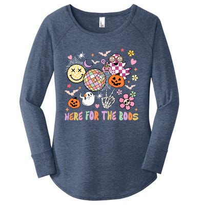 Here For The Boos Groovy Ghost Retro Disco Halloween Costume Meaningful Gift Women's Perfect Tri Tunic Long Sleeve Shirt