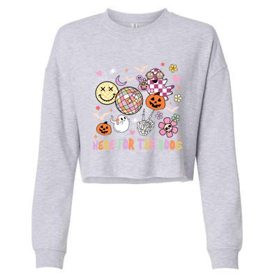 Here For The Boos Groovy Ghost Retro Disco Halloween Costume Meaningful Gift Cropped Pullover Crew