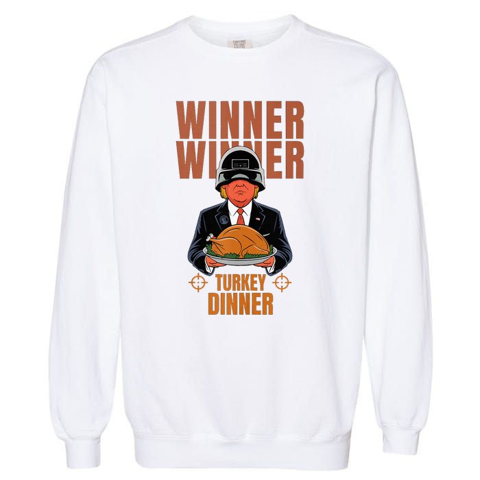 Humor Funny Trump Winner Winner Turkey Dinner Thanksgiving Garment-Dyed Sweatshirt