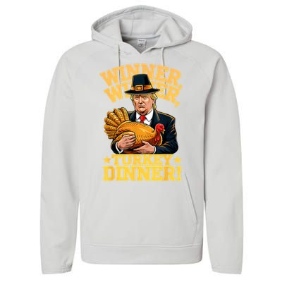 Humor Funny Trump Winner Winner Turkey Dinner Thanksgiving Performance Fleece Hoodie