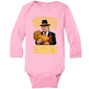 Humor Funny Trump Winner Winner Turkey Dinner Thanksgiving Baby Long Sleeve Bodysuit