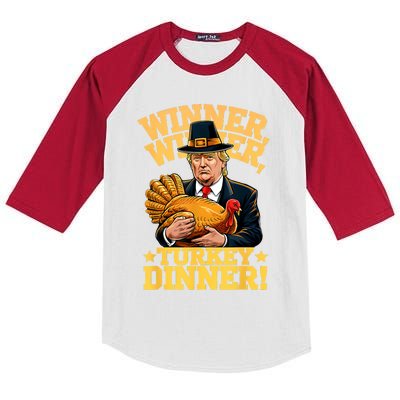 Humor Funny Trump Winner Winner Turkey Dinner Thanksgiving Kids Colorblock Raglan Jersey