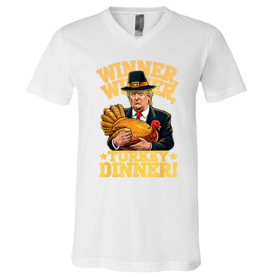 Humor Funny Trump Winner Winner Turkey Dinner Thanksgiving V-Neck T-Shirt