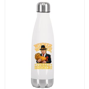 Humor Funny Trump Winner Winner Turkey Dinner Thanksgiving Stainless Steel Insulated Water Bottle