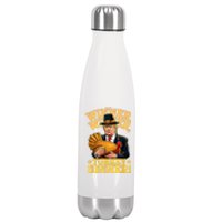 Humor Funny Trump Winner Winner Turkey Dinner Thanksgiving Stainless Steel Insulated Water Bottle