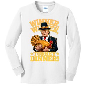 Humor Funny Trump Winner Winner Turkey Dinner Thanksgiving Kids Long Sleeve Shirt