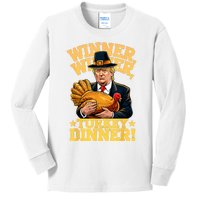 Humor Funny Trump Winner Winner Turkey Dinner Thanksgiving Kids Long Sleeve Shirt