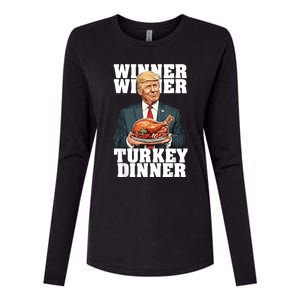 Humor Funny Trump Winner Winner Turkey Dinner Thanksgiving Womens Cotton Relaxed Long Sleeve T-Shirt