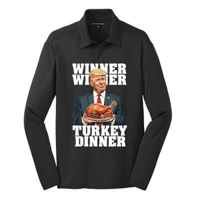 Humor Funny Trump Winner Winner Turkey Dinner Thanksgiving Silk Touch Performance Long Sleeve Polo